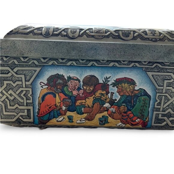 Vtg Large E. Otto Schmidt Tin Box Germany Great Graphics & Color Embossed AS-IS! - Picture 2 of 6